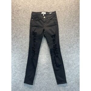 Frame Jeans Women's 24 Le Skinny De Jeanne Black‎ Distressed Denim Jeans